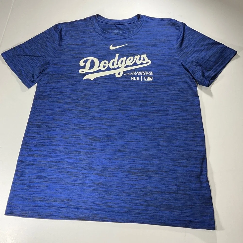 Nike Los Angeles Dodgers MLB Authentic Collection Dri-FIT Shirt Mens Medium Blue